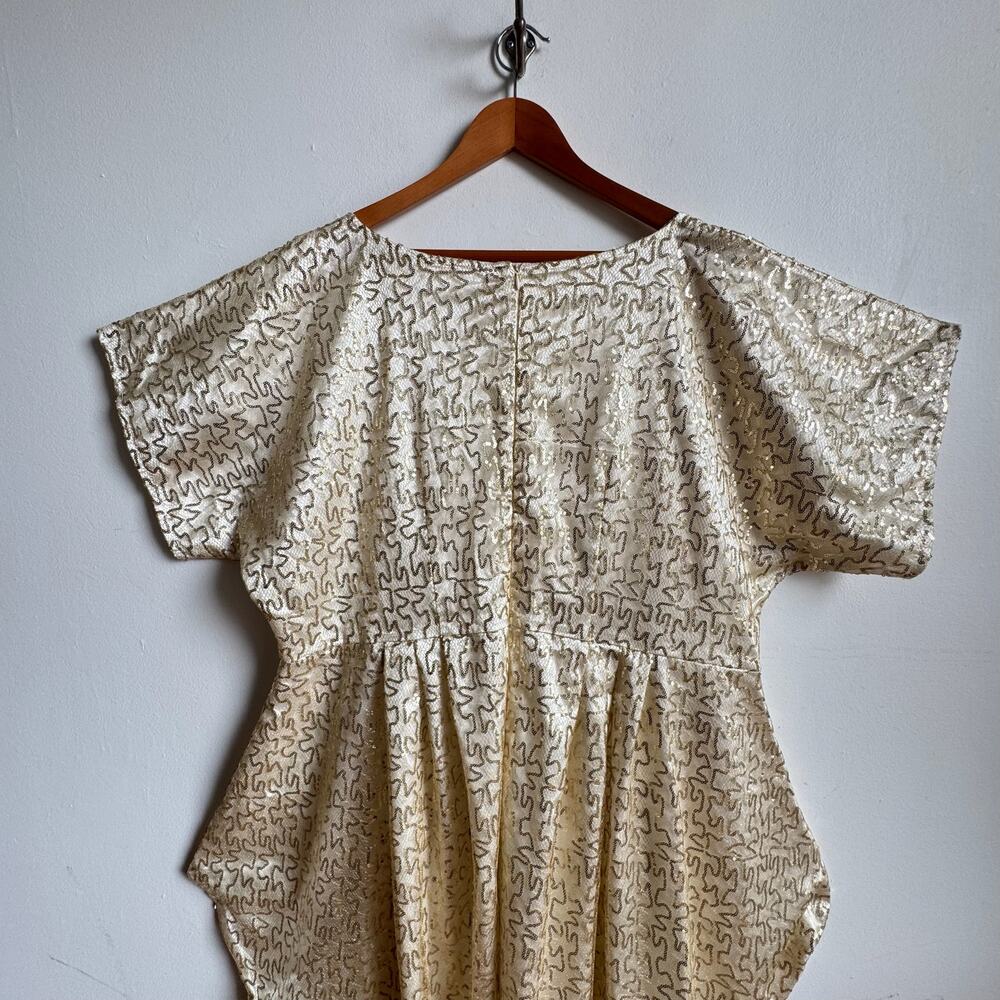 JIBRI Gold Sequined Sculptural Jumpsuit - Picture 5 of 9